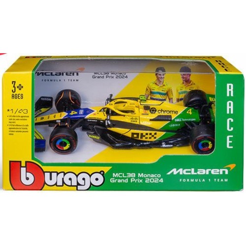 1/43 Mclaren Mcl38 F1 2024 Norris Senna Livery Monaco 2024 Special - Card Box