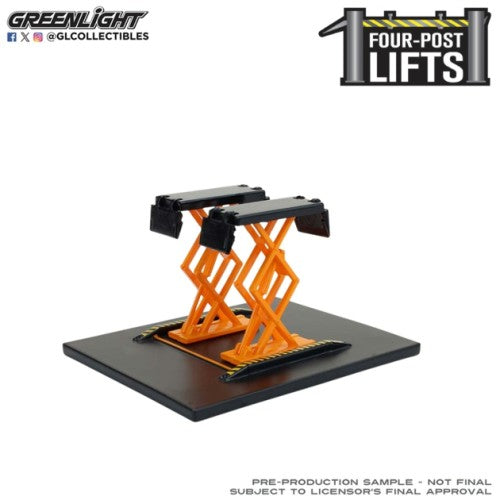 1/64 Auto Body Shop - Automotive Double Scissor Lifts Series 2 - Orange And Black