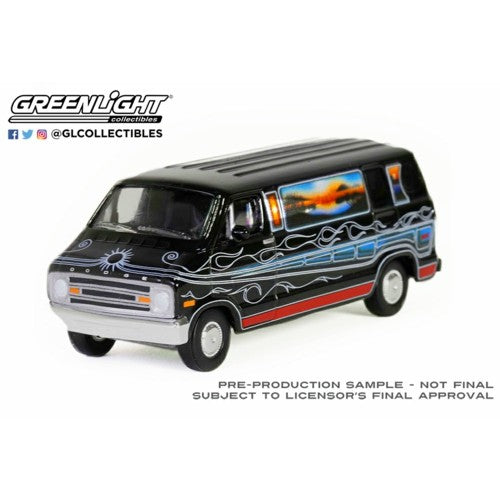 1/64 Vannin' - 1977 Dodge B-100 Custom Van - Mountain Sunrise Decoration