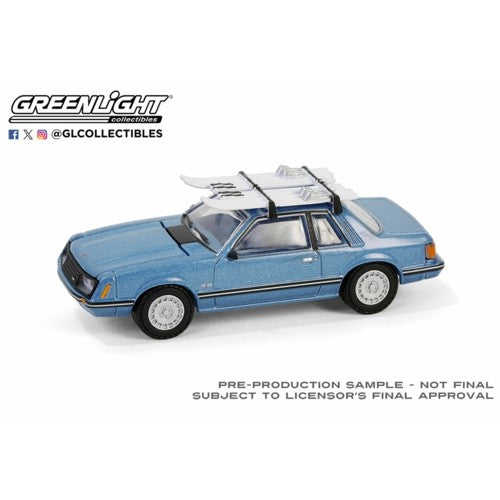 1/64 1981 Ford Mustang Ghia Coupe With Ski Roof Rack - Medium Blue Glow