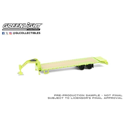 1/64 Gooseneck Trailer - Lime Green With Red And White Conspicuity Stripes