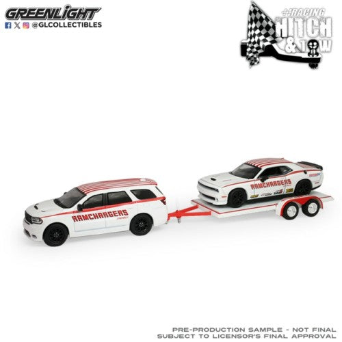 1/64 Racing Hitch And Tow Series 6 - Dodge Durango 2018 And Dodge Challenger R-T Hemi 2016 With Aerovault Mii Trailer