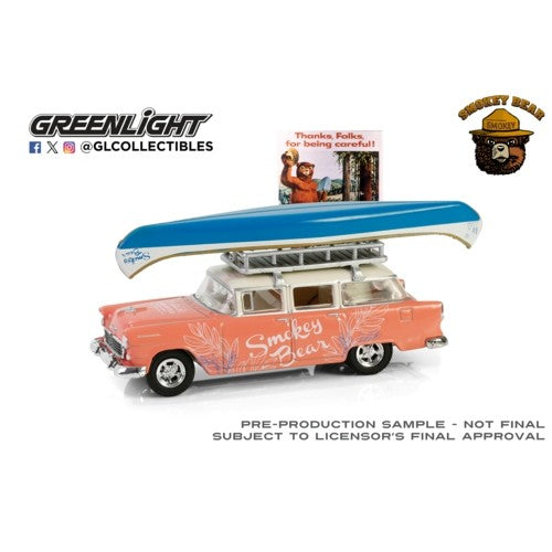 1/64 Smokey Bear Series 4 - 1955 Chevrolet Two-Ten Tradesman With Roof Rack And Canoe - Thanks, Folks For Being Careful!