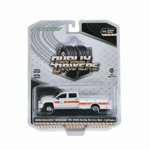 1/64 Dually Drivers Series 15 - 2016 Chevrolet Silverado 3500 Hd Dually Service Bed - Caltrans (California Department Of Transportation)