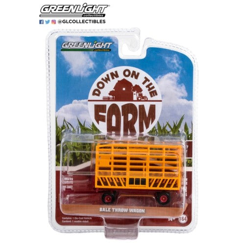 1/64 Down On The Farm Series 7 Bale Throw Wagon Yellow And Red