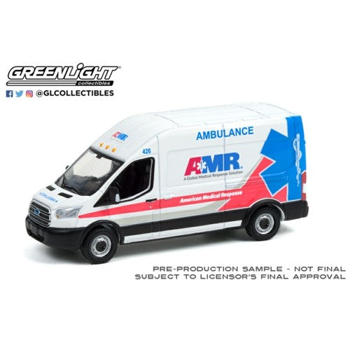 1/64 Road Runners Series 3 2019 Ford Transit Lwb High Roof Amr Ambulance Solid Pack