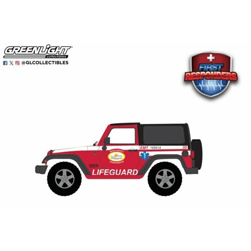 1/64 First Responders Series 2 - 2011 Jeep Wrangler - Volusia County Florida Beach Safety Ocean Rescue Lifeguard/Emt