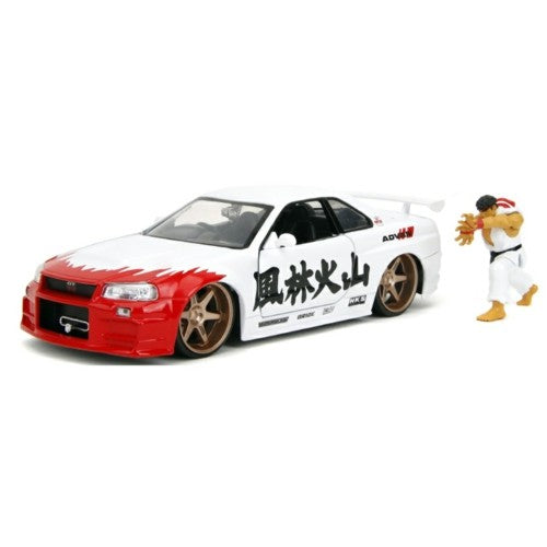 1/24 Street Fighter 2002 Nissan Skyline Gt-R (R34) With Ryu Figure