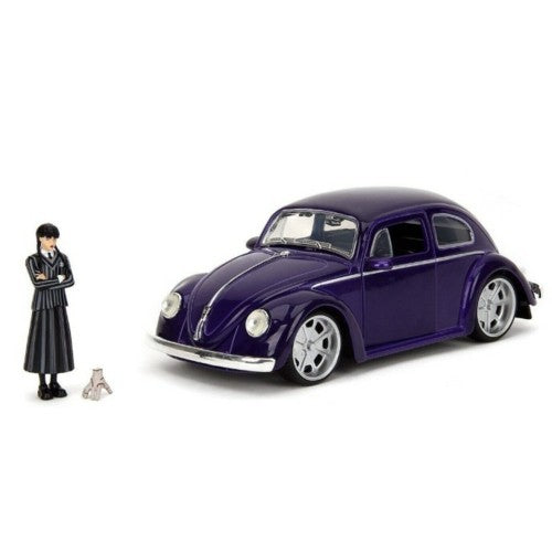 1/24 Hollwood Rides - Vw Beetle With Wednesday Addams Figure - Wednesday Tv Show