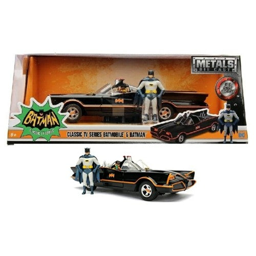 1/24 Batman 1966 Classic Tv Series Batmobile With Batman Figure Dc Comics