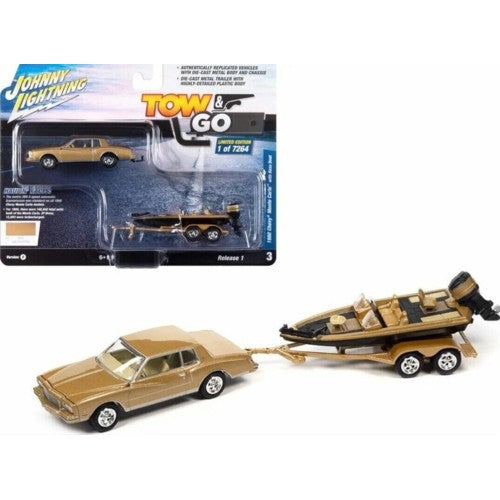 1/64 1980 Chevrolet Monte Carlo W/Bass Boat Light Camel Poly