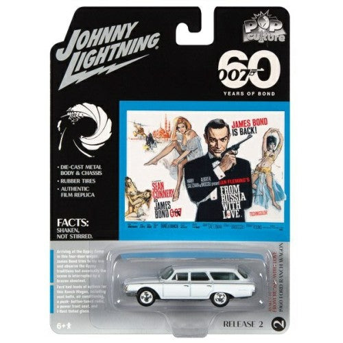 1/64 Johnny Lightning Pop Culture - Release 2 2022 - James Bond 1960 Ford Ranch Wagon (From Russia With Love) White