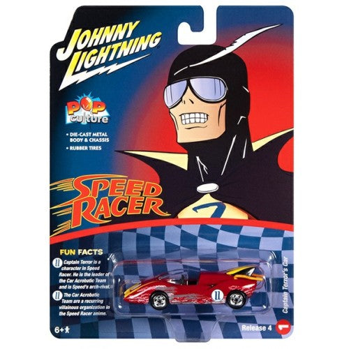 1/64 Johnny Lightning Pop Culture - Release 4 2022 - Speed Racer Captain Terror Race Worn Red