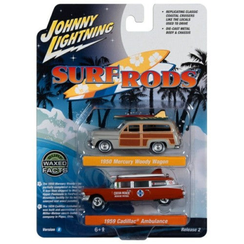 1/64 1950 Mercury Woody Wagon Dakota Gray And 1959 Cadillac Ambulance Dull Red