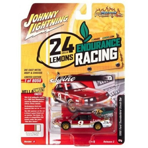 1/64 Johnny Lightning Street Freaks Release 2 2022 A 1986 Ford Thunderbird Stock Car Red (24 Hours Of Lemons)