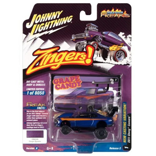 1/64 Johnny Lightning Street Freaks Release 2 2022 B 2011 Chevy Camaro Violet With Black (Zingers)