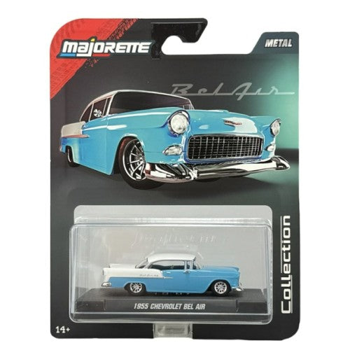 1/64 1955 Chevrolet Bel Air Blue/White With Display Case