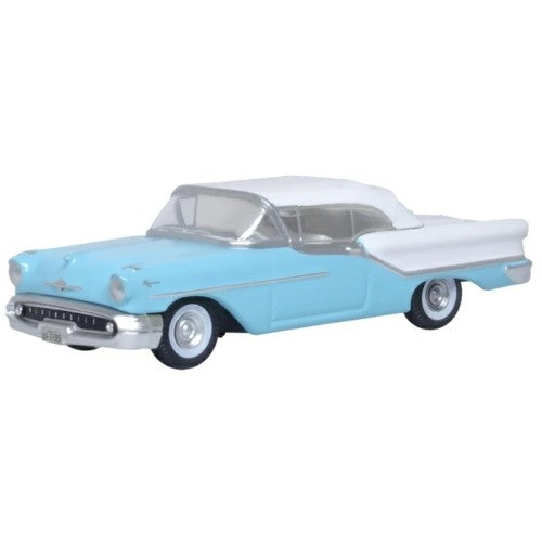 1/87 Banff Blue/Alcan White Oldsmobile 88 Convertible 1957 (Roof Up)