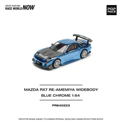 1/64 Mazda Rx7 Re-Amemiya Widebody Blue Chrome