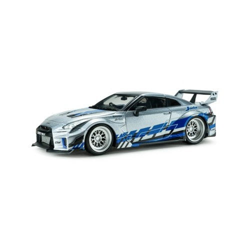 1/43 Nissan Gt-R (R35) Liberty Walk Silhouette Silver And Blue Stripes 2020