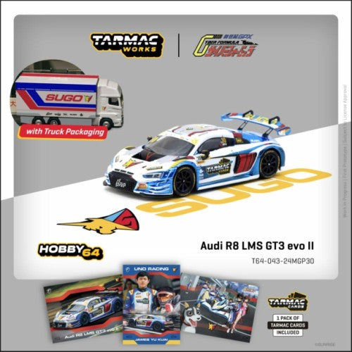 1/64 Audi R8 Lms Gt3 Evo Ii Macau Gt Cup Fia Gt World Cup 2024 Uno Racing James Yu (Car And Trading Card Set)